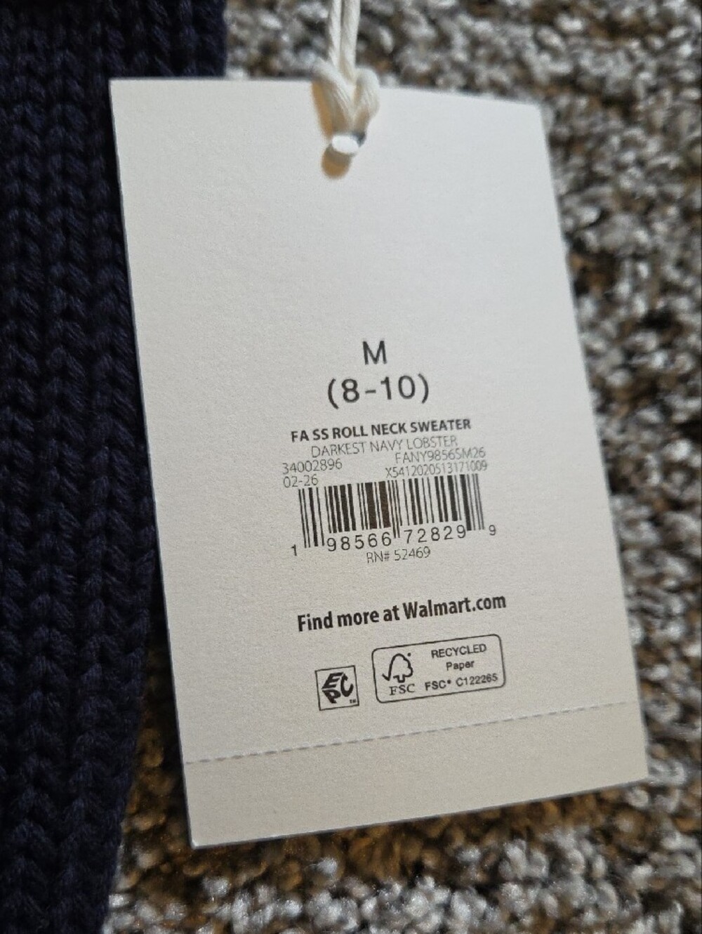 Navy Short-Sleeve Sweater with Red Lobster Motif NWT Sz M FREE ASSEMBLY - Picture 2 of 5